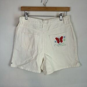 VTG Y2K shorts Arizona Jean Co Embroidered Butterfly Denim White Juniors Size 14